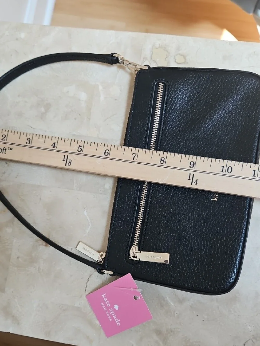 kate spade Black Leather Shoulder Pochette , Concertible Wrislet